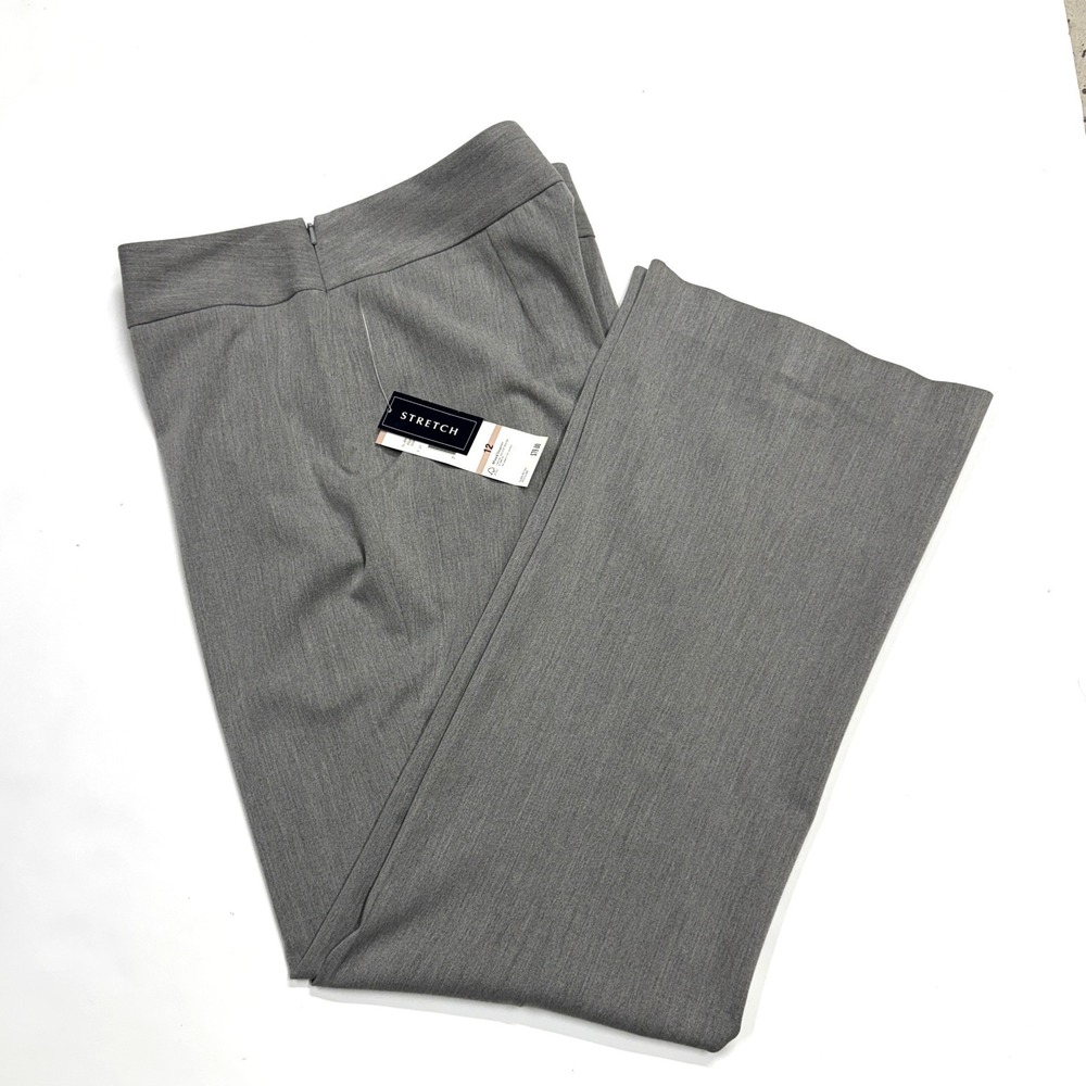 Jones NY Signature Career Dress Pants, Size 12, Silver Gray Stretch NEW